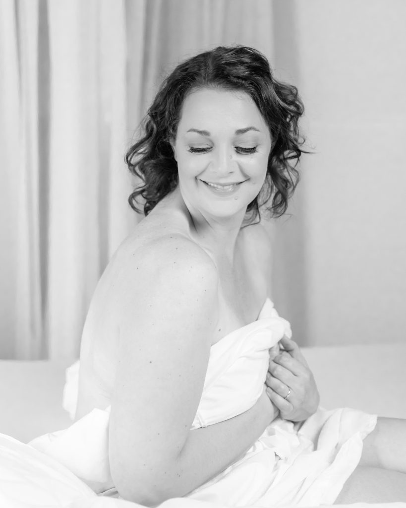 White sheet boudoir photoshoot in Berks County, PA